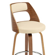 Axel 30" Swivel Bar Stool in Cream Faux Leather and Walnut Wood - Furniture City (CA)l