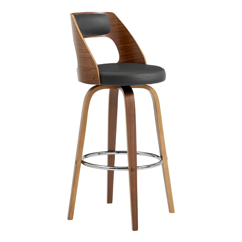 Axel 26" Swivel Counter Stool in Gray Faux Leather and Walnut Wood - Furniture City (CA)l