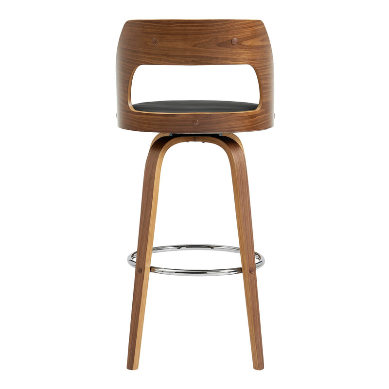 Axel 26" Swivel Counter Stool in Gray Faux Leather and Walnut Wood - Furniture City (CA)l