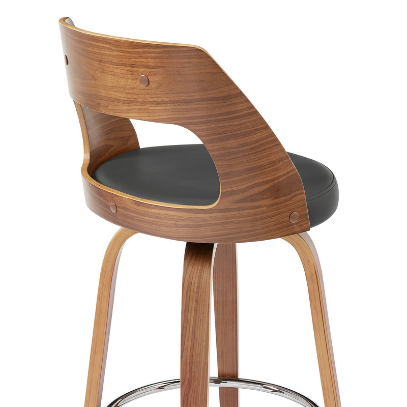 Axel 26" Swivel Counter Stool in Gray Faux Leather and Walnut Wood - Furniture City (CA)l