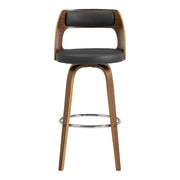 Axel 30" Swivel Bar Stool in Gray Faux Leather and Walnut Wood - Furniture City (CA)l