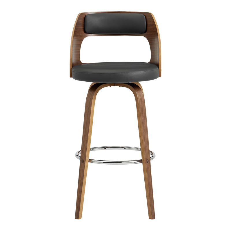 Axel 30" Swivel Bar Stool in Gray Faux Leather and Walnut Wood - Furniture City (CA)l