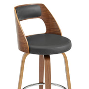 Axel 30" Swivel Bar Stool in Gray Faux Leather and Walnut Wood - Furniture City (CA)l