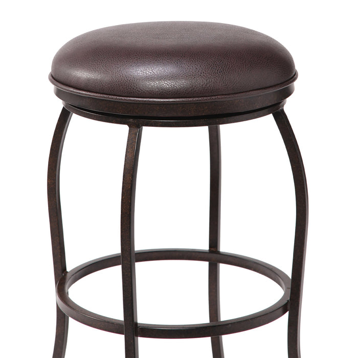 Amy Contemporary 26" Counter Height Barstool in Auburn Bay Finish and Brown Faux Leather