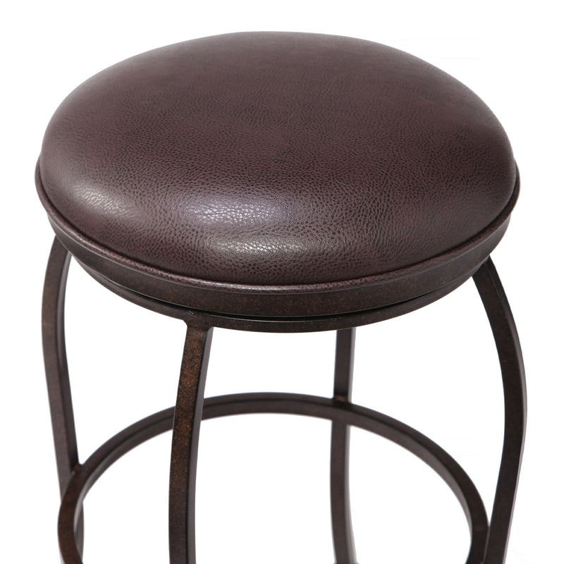 Amy Contemporary 30" Bar Height Barstool in Auburn Bay Finish and Brown Faux Leather - Furniture City (CA)l