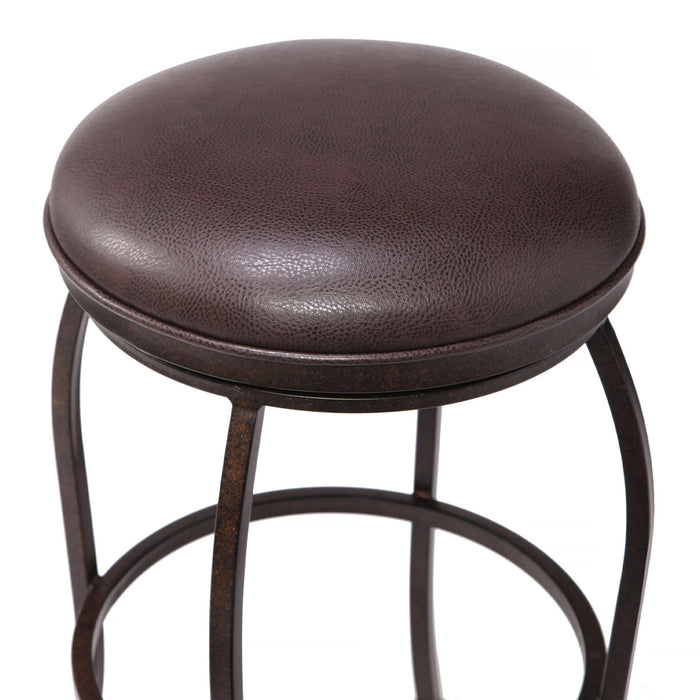 Amy Contemporary 30" Bar Height Barstool in Auburn Bay Finish and Brown Faux Leather