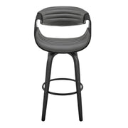 Arya 26" Swivel Counter Stool in Gray Faux Leather and Black Wood - Furniture City (CA)l
