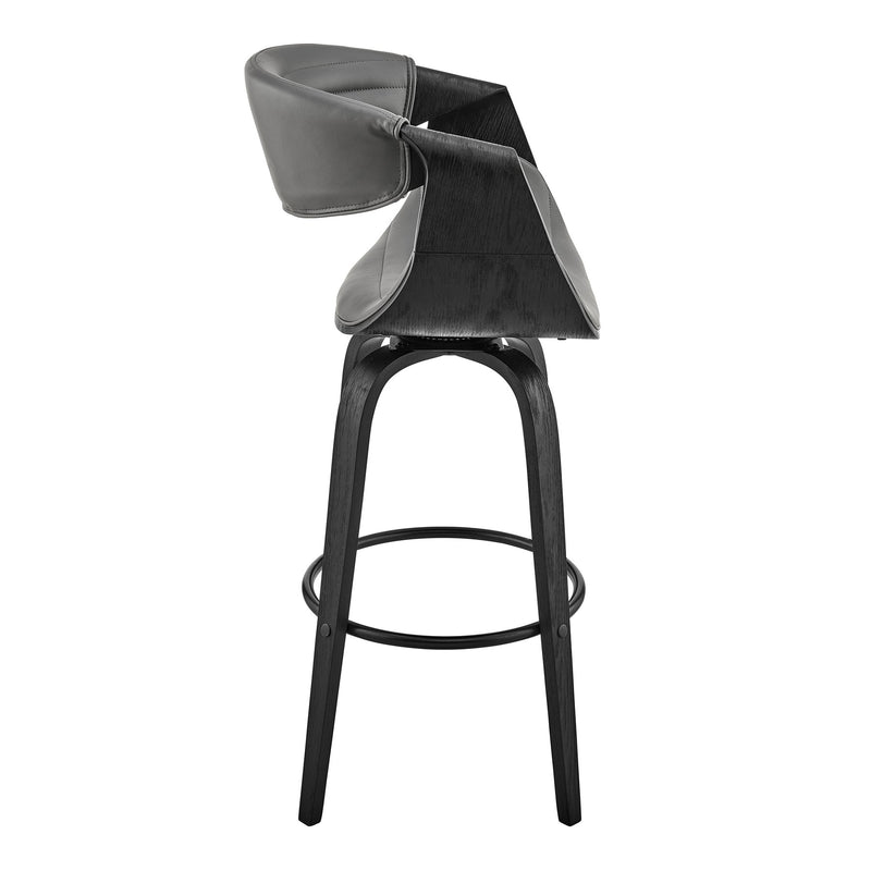 Arya 26" Swivel Counter Stool in Gray Faux Leather and Black Wood - Furniture City (CA)l