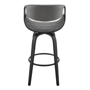 Arya 26" Swivel Counter Stool in Gray Faux Leather and Black Wood - Furniture City (CA)l