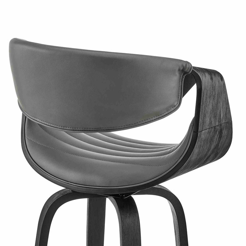 Arya 26" Swivel Counter Stool in Gray Faux Leather and Black Wood - Furniture City (CA)l