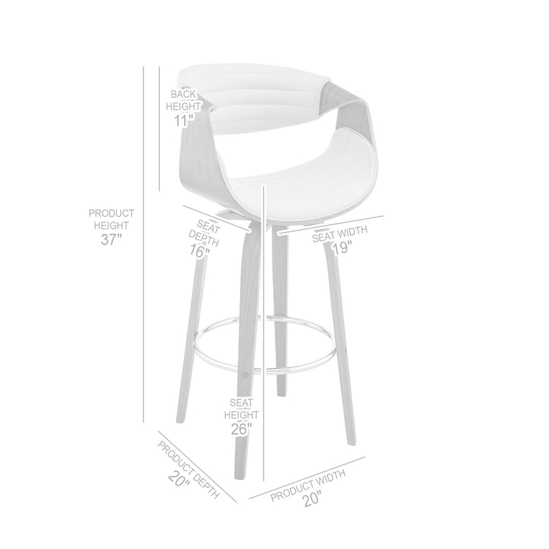 Arya 26" Swivel Counter Stool in Gray Faux Leather and Black Wood - Furniture City (CA)l