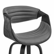 Arya 30" Swivel Bar Stool in Gray Faux Leather and Black Wood - Furniture City (CA)l