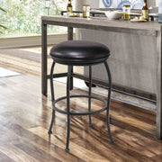 Amy Contemporary 26" Counter Height Barstool in Matte Black Finish and Black Faux Leather - Furniture City (CA)l