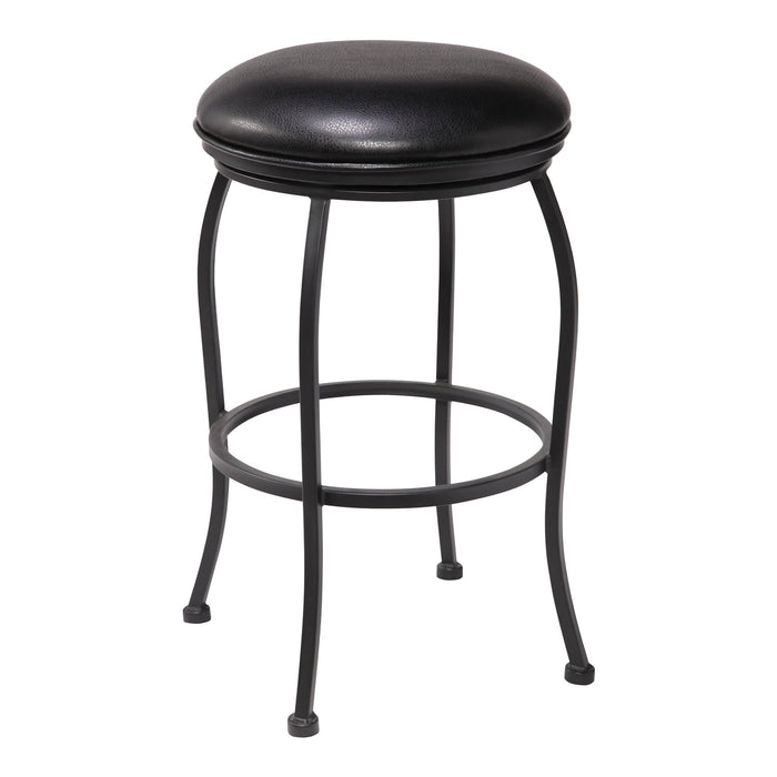 Amy Contemporary 30" Bar Height Barstool in Matte Black Finish and Black Faux Leather