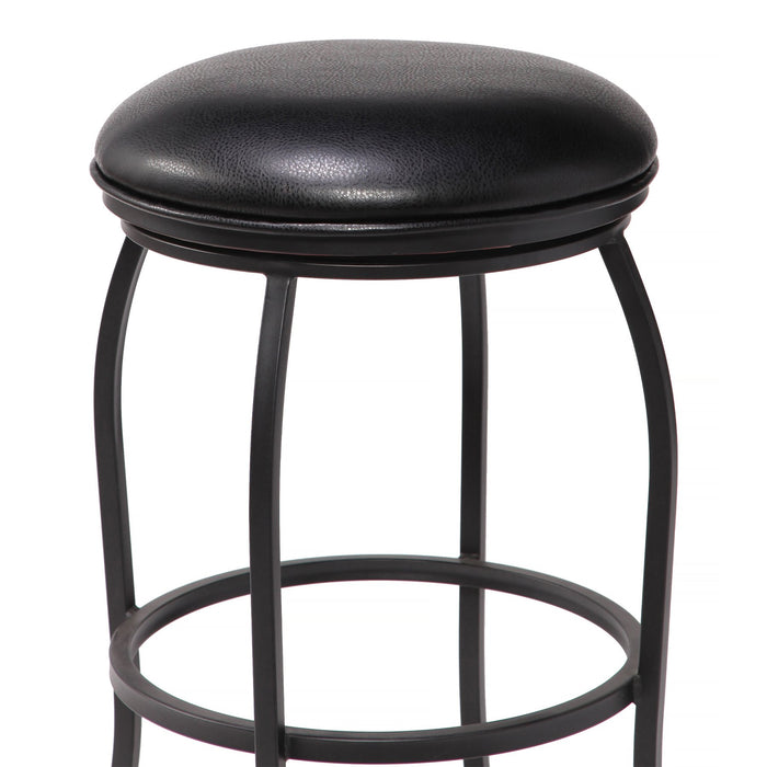 Amy Contemporary 30" Bar Height Barstool in Matte Black Finish and Black Faux Leather