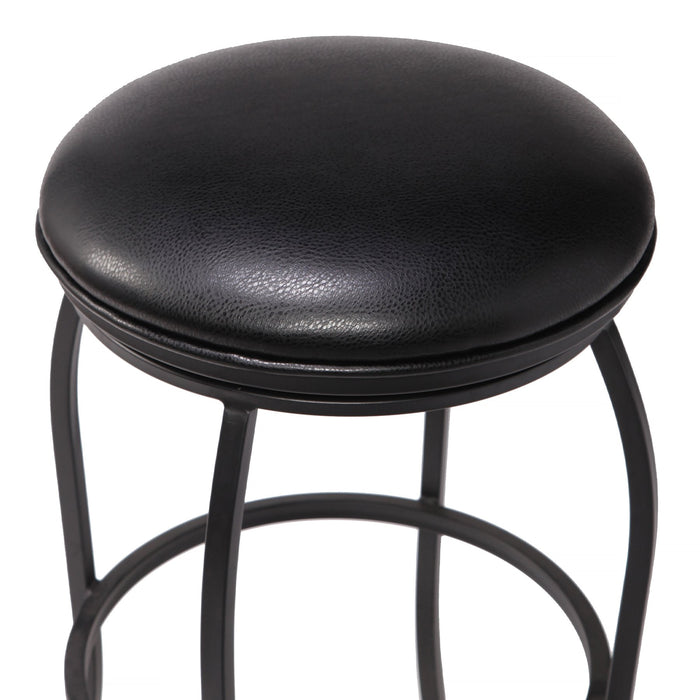 Amy Contemporary 30" Bar Height Barstool in Matte Black Finish and Black Faux Leather