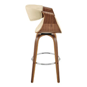 Arya 26" Swivel Counter Stool in Cream Faux Leather and Walnut Wood - Furniture City (CA)l