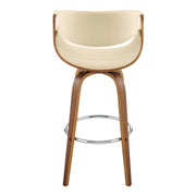 Arya 26" Swivel Counter Stool in Cream Faux Leather and Walnut Wood - Furniture City (CA)l