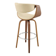 Arya 30" Swivel Bar Stool in Cream Faux Leather and Walnut Wood - Furniture City (CA)l