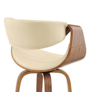 Arya 30" Swivel Bar Stool in Cream Faux Leather and Walnut Wood - Furniture City (CA)l