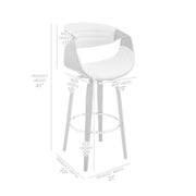 Arya 30" Swivel Bar Stool in Cream Faux Leather and Walnut Wood - Furniture City (CA)l