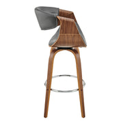 Arya 26" Swivel Counter Stool in Gray Faux Leather and Walnut Wood - Furniture City (CA)l