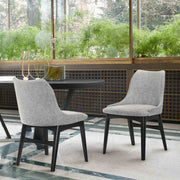 Azalea Gray Fabric and Black Wood Dining Side Chairs - Set of 2 - Furniture City (CA)l