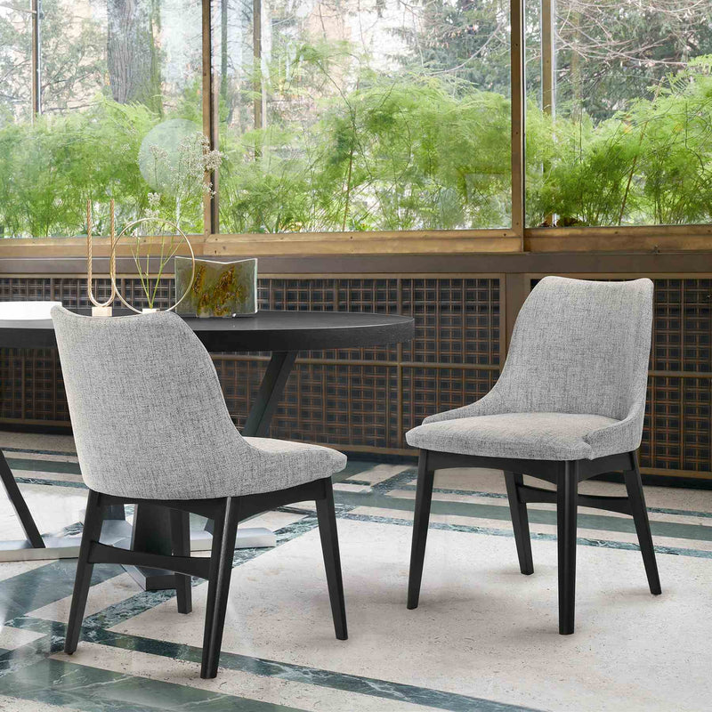 Azalea Gray Fabric and Black Wood Dining Side Chairs - Set of 2 - Furniture City (CA)l