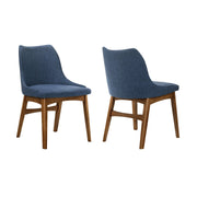Azalea Blue Fabric and Walnut Wood Dining Side Chairs - Set of 2 - Furniture City (CA)l