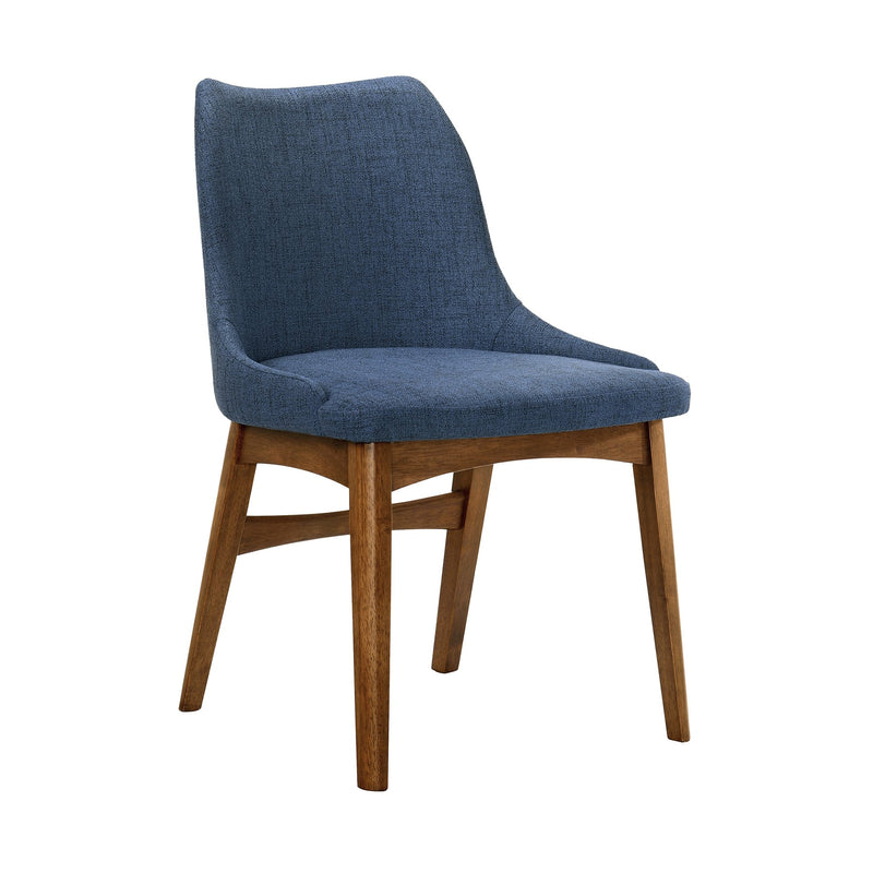 Azalea Blue Fabric and Walnut Wood Dining Side Chairs - Set of 2 - Furniture City (CA)l