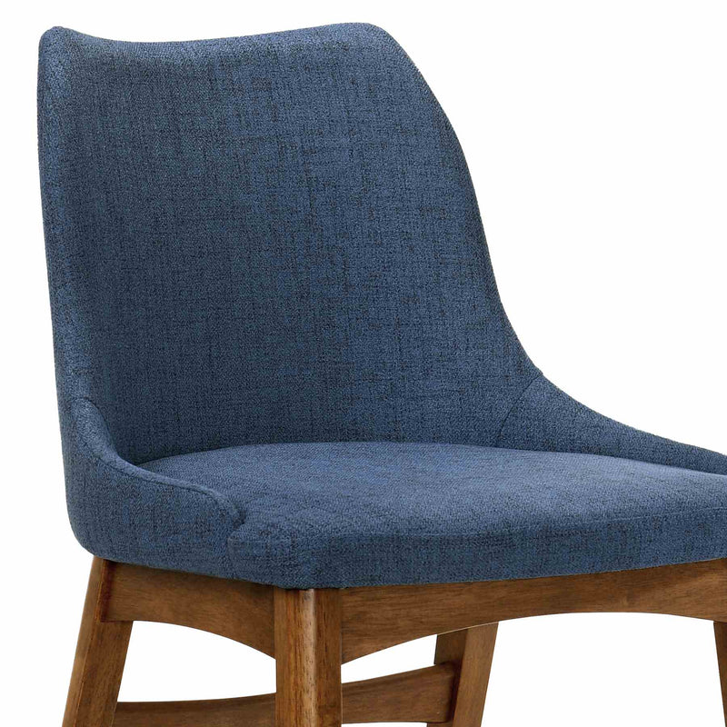 Azalea Blue Fabric and Walnut Wood Dining Side Chairs - Set of 2 - Furniture City (CA)l