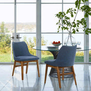 Azalea Blue Fabric and Walnut Wood Dining Side Chairs - Set of 2 - Furniture City (CA)l