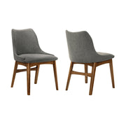 Azalea Charcoal Fabric and Walnut Wood Dining Side Chairs - Set of 2 - Furniture City (CA)l