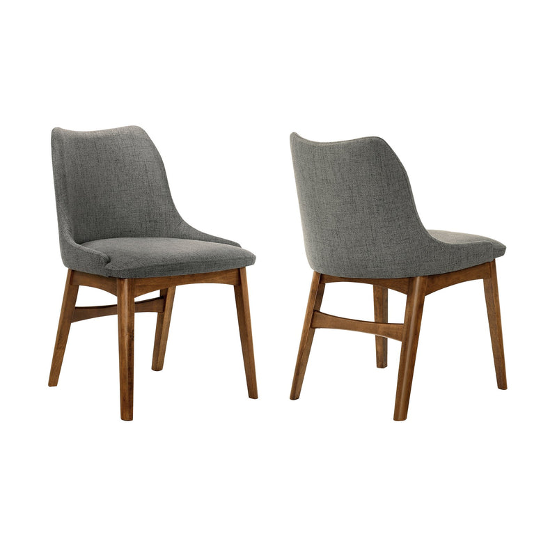 Azalea Charcoal Fabric and Walnut Wood Dining Side Chairs - Set of 2 - Furniture City (CA)l