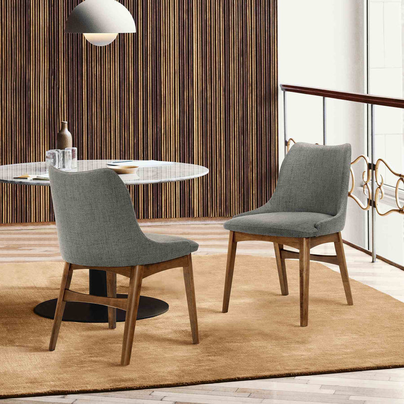 Azalea Charcoal Fabric and Walnut Wood Dining Side Chairs - Set of 2 - Furniture City (CA)l