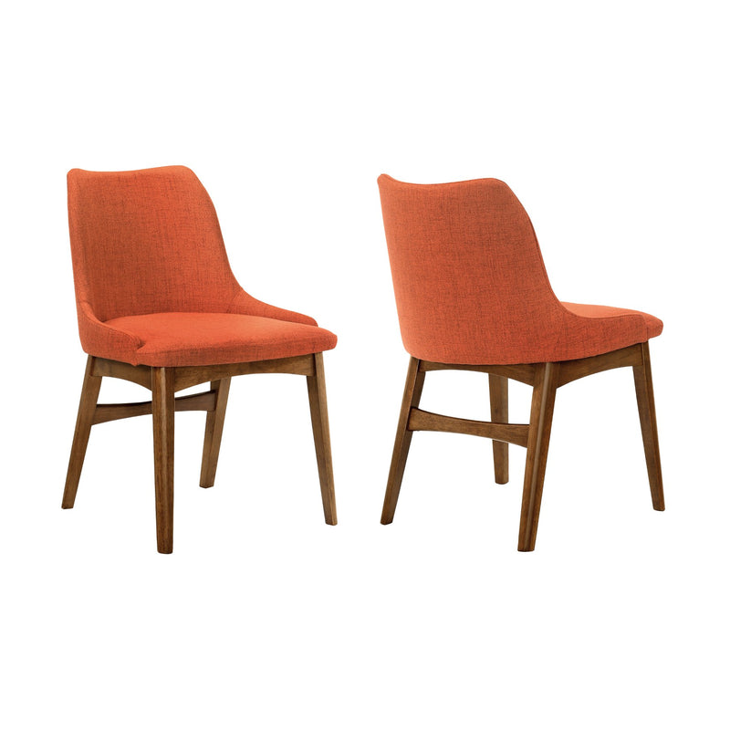 Azalea Orange Fabric and Walnut Wood Dining Side Chairs - Set of 2 - Furniture City (CA)l
