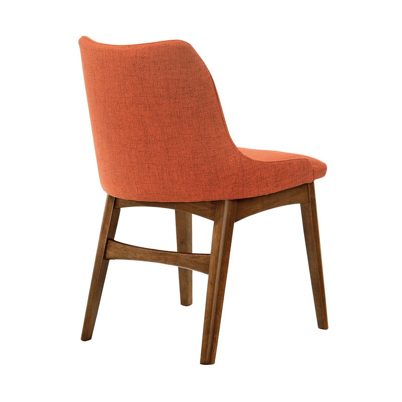 Azalea Orange Fabric and Walnut Wood Dining Side Chairs - Set of 2 - Furniture City (CA)l