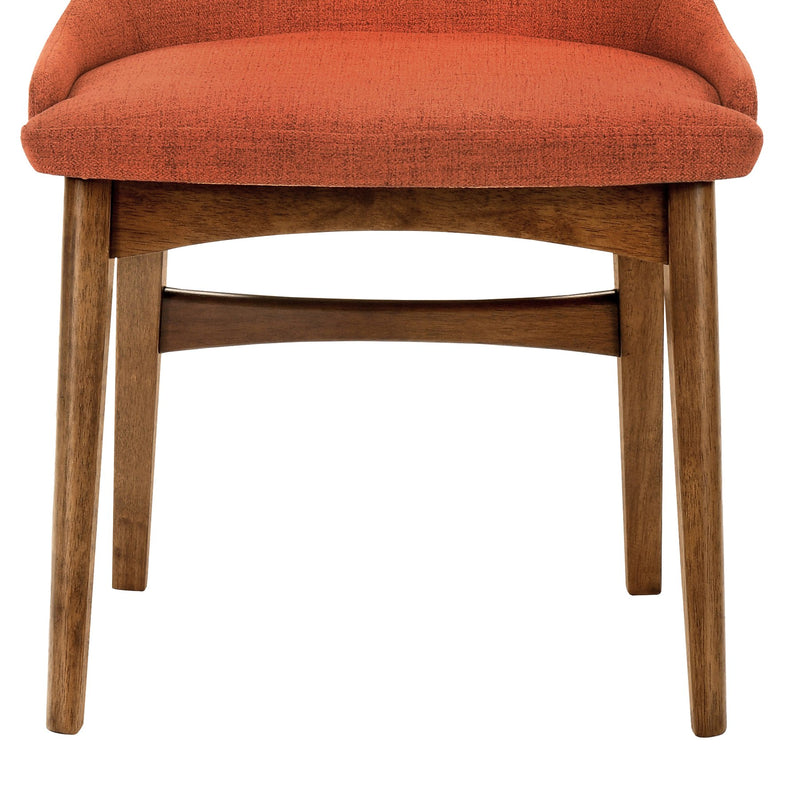 Azalea Orange Fabric and Walnut Wood Dining Side Chairs - Set of 2 - Furniture City (CA)l