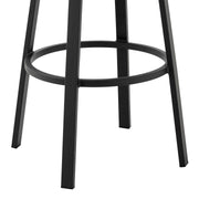 Arnauld 30" Outdoor Patio Swivel Bar Stool in Black Aluminum with Gray Cushions - Furniture City (CA)l