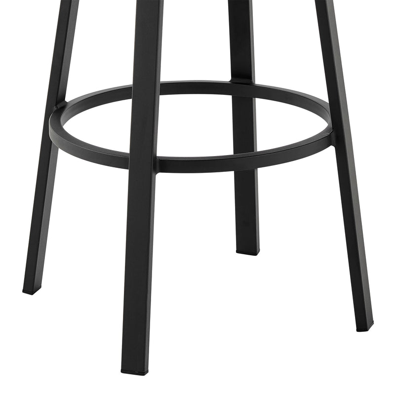 Arnauld 30" Outdoor Patio Swivel Bar Stool in Black Aluminum with Gray Cushions - Furniture City (CA)l