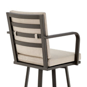 Arnauld 26" Outdoor Patio Swivel Counter Stool in Brown Aluminum with Cushions - Furniture City (CA)l