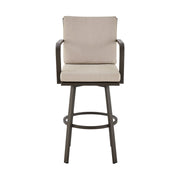 Arnauld 30" Outdoor Patio Swivel Bar Stool in Brown Aluminum with Cushions - Furniture City (CA)l