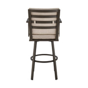 Arnauld 30" Outdoor Patio Swivel Bar Stool in Brown Aluminum with Cushions - Furniture City (CA)l