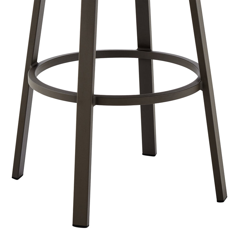Arnauld 30" Outdoor Patio Swivel Bar Stool in Brown Aluminum with Cushions - Furniture City (CA)l