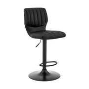 Bardot Adjustable Height Black Faux Leather Swivel Bar Stool - Furniture City (CA)l