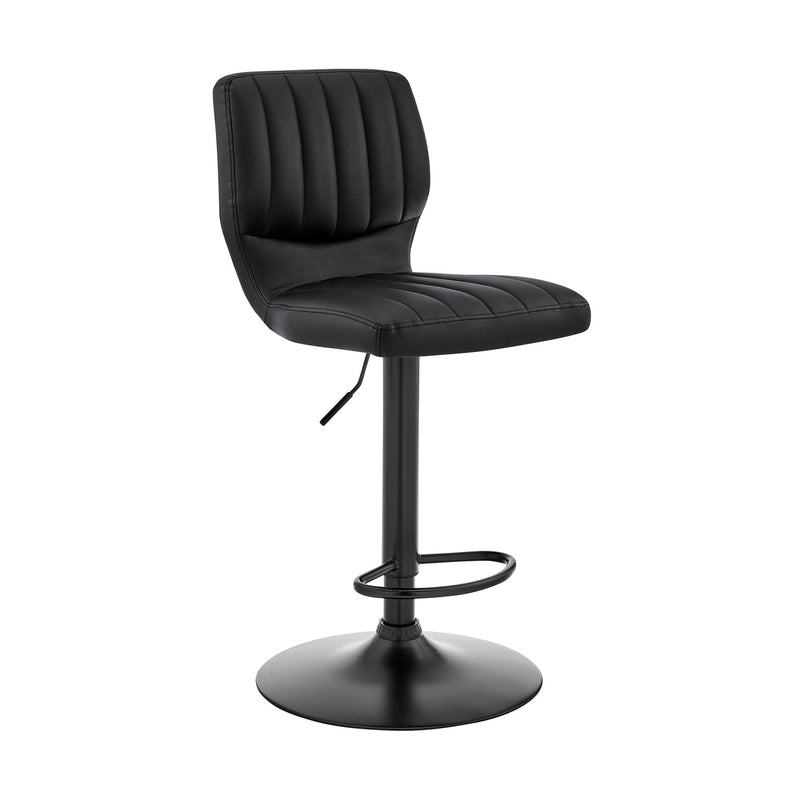 Bardot Adjustable Height Black Faux Leather Swivel Bar Stool - Furniture City (CA)l