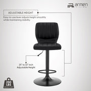 Bardot Adjustable Height Black Faux Leather Swivel Bar Stool - Furniture City (CA)l