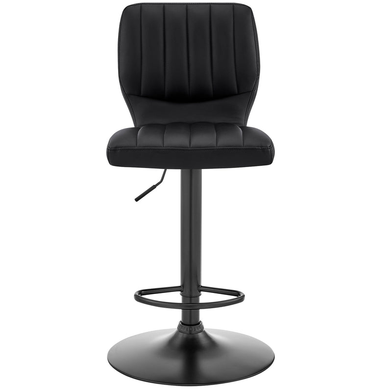 Bardot Adjustable Height Black Faux Leather Swivel Bar Stool - Furniture City (CA)l