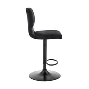Bardot Adjustable Height Black Faux Leather Swivel Bar Stool - Furniture City (CA)l