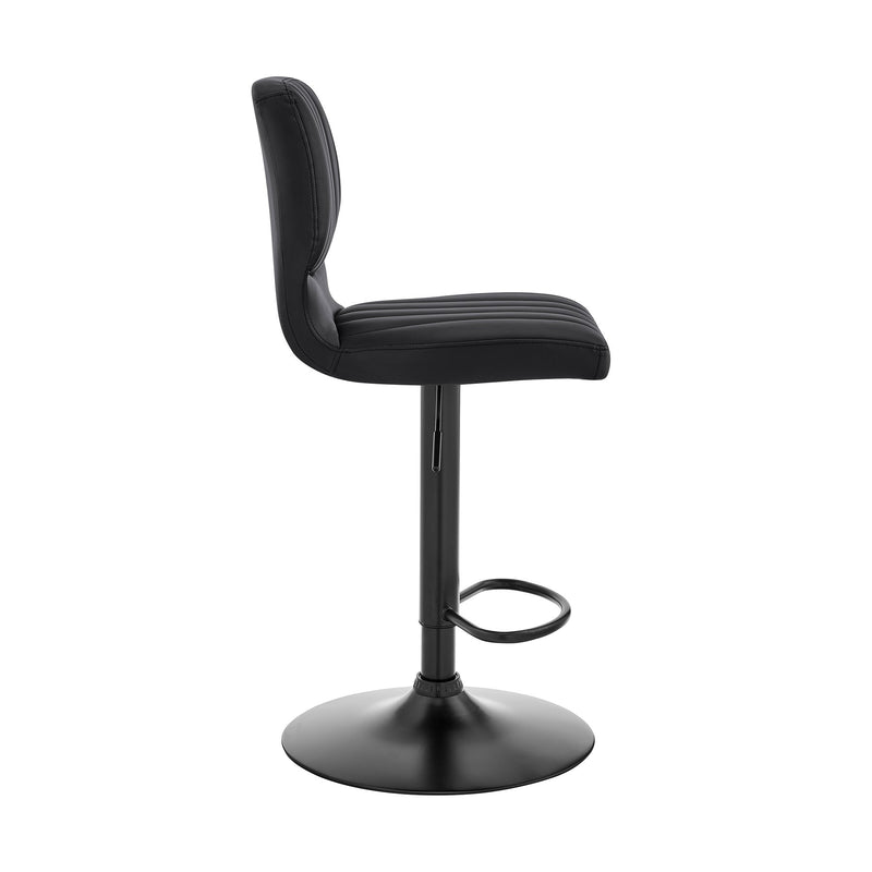 Bardot Adjustable Height Black Faux Leather Swivel Bar Stool - Furniture City (CA)l